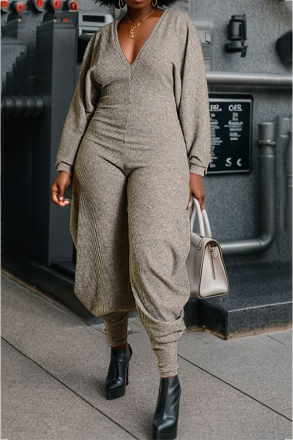 Cozy V Neck Batwing Sleeve Jumpsuit