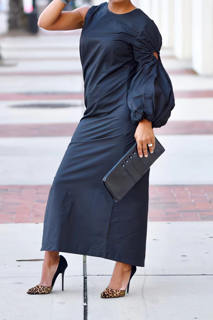 Chic Drawstring Single Sleeved Dress