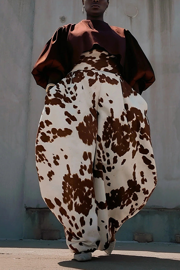 Casual High-Waisted Printed Arrow Cut Trousers