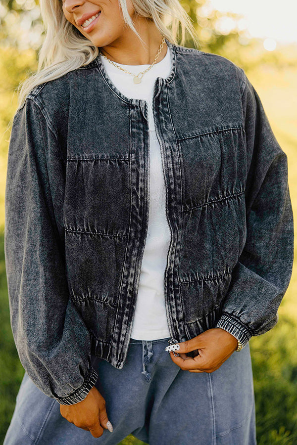Stylish Washed Tiered Denim Jacket