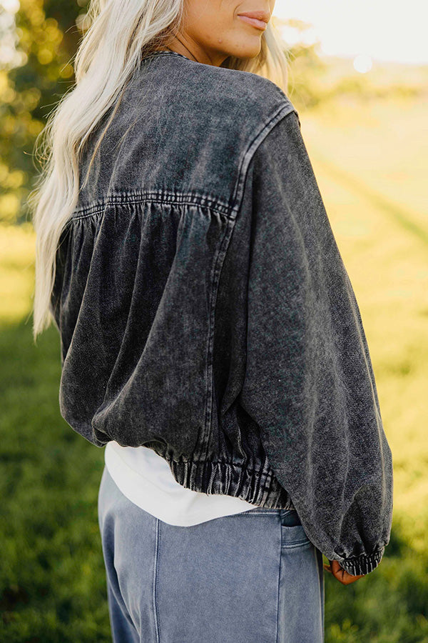 Stylish Washed Tiered Denim Jacket
