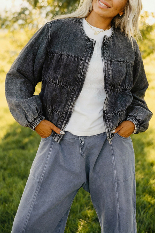 Stylish Washed Tiered Denim Jacket