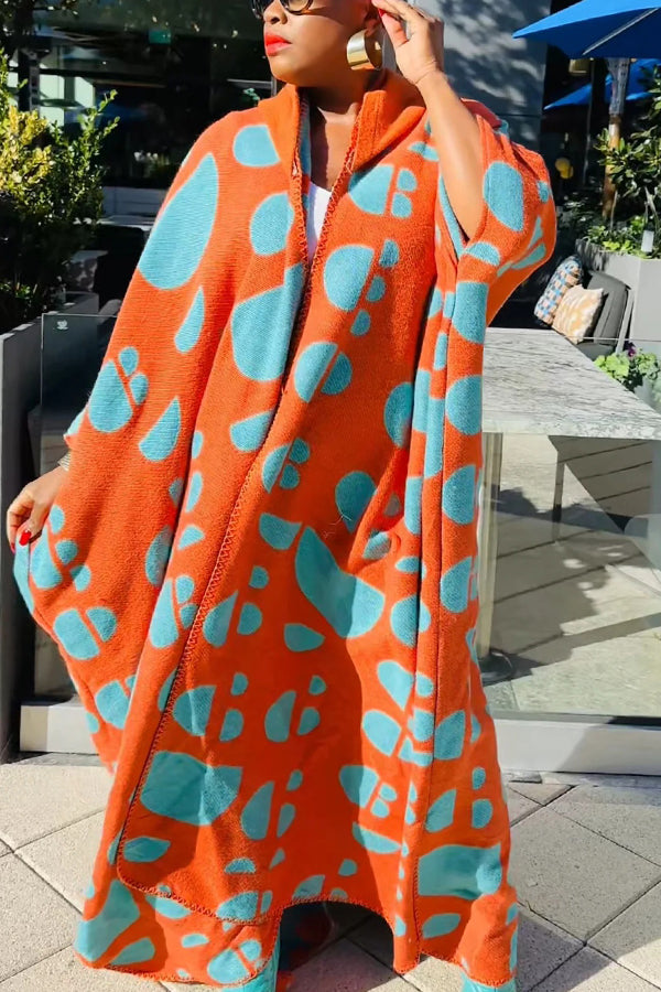 Oversized Spotted Print Hooded Open Front Cardigan