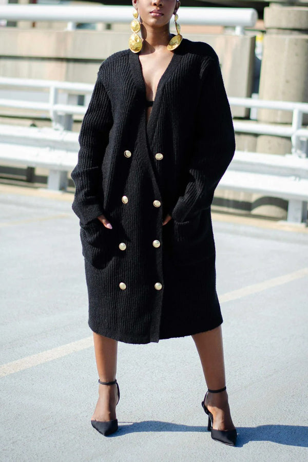 Stylish Double Breasted Sweater Dress