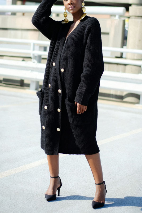 Stylish Double Breasted Sweater Dress