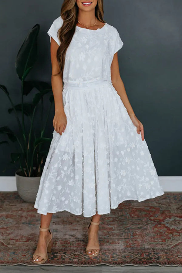 Vintage 3D Floral Top & Skirt Set