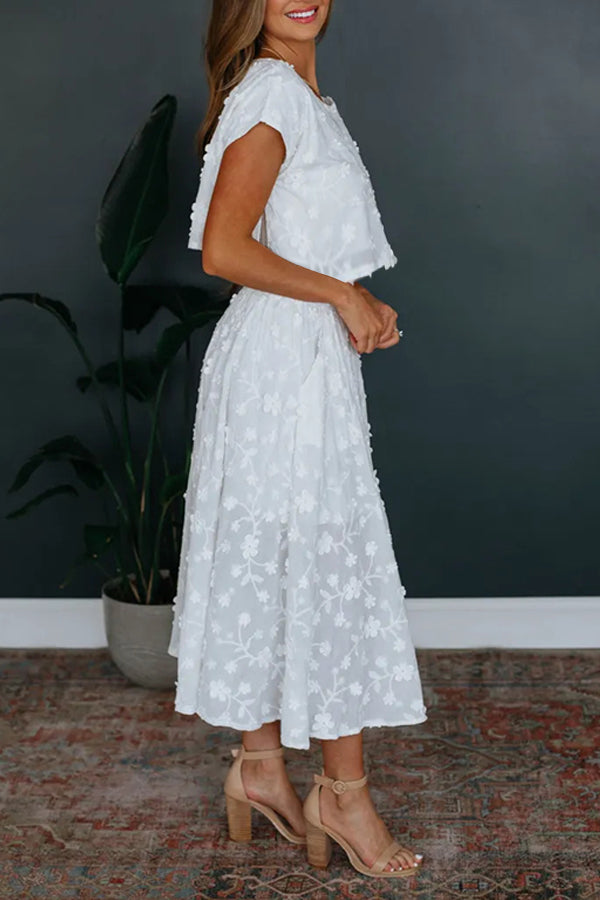 Vintage 3D Floral Top & Skirt Set