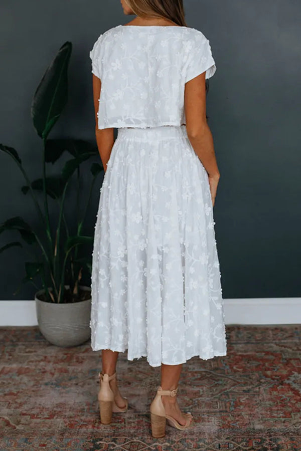 Vintage 3D Floral Top & Skirt Set