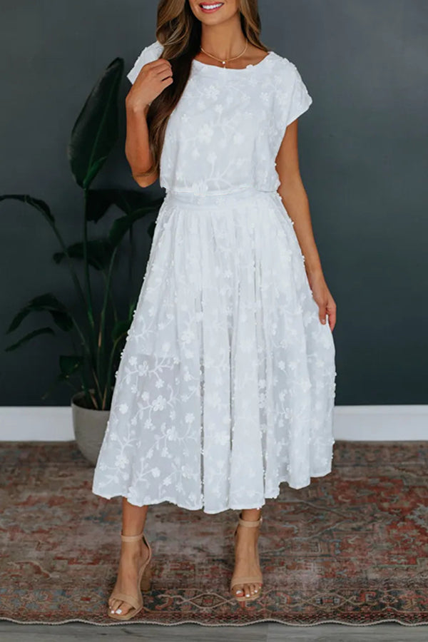 Vintage 3D Floral Top & Skirt Set