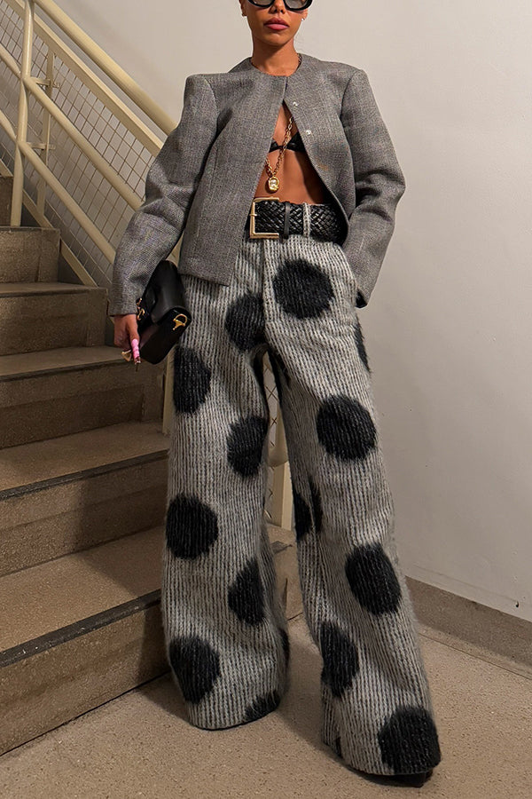 Retro Polka Dot Print Straight Leg Pants