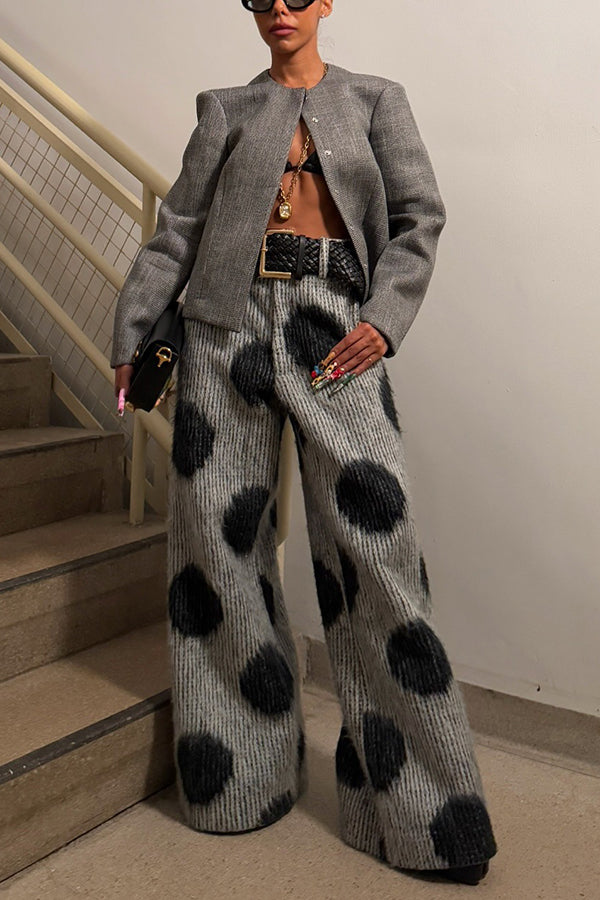 Retro Polka Dot Print Straight Leg Pants