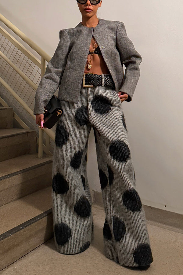 Retro Polka Dot Print Straight Leg Pants