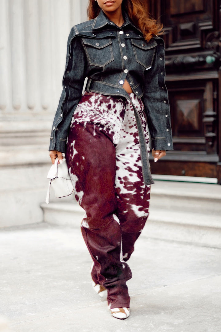 Stylish Animal Pattern Tapered Pants