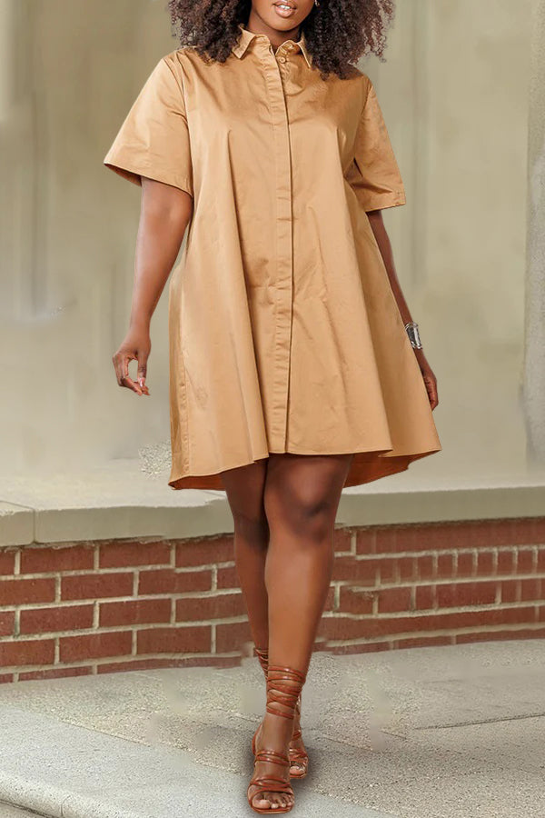 Casual Single Breasted Shirt Mini Dress