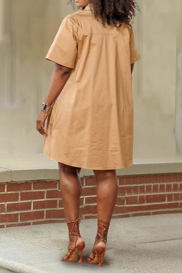 Casual Single Breasted Shirt Mini Dress