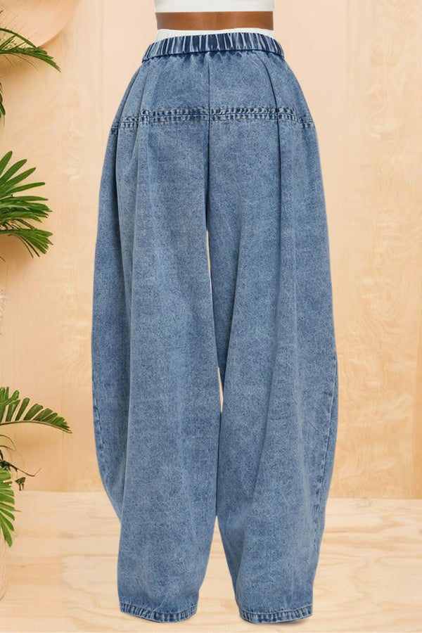  Casual Double Waist Oversized Cargo Jeans