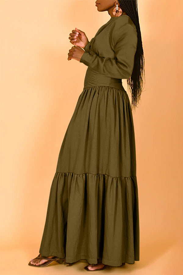 Stylish Nipped Waist Ruffle Hem Dress