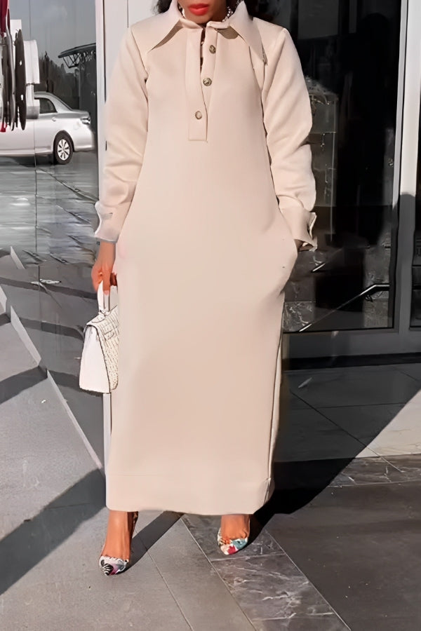 Casual Pockets Solid Color Sweatshirt Dress