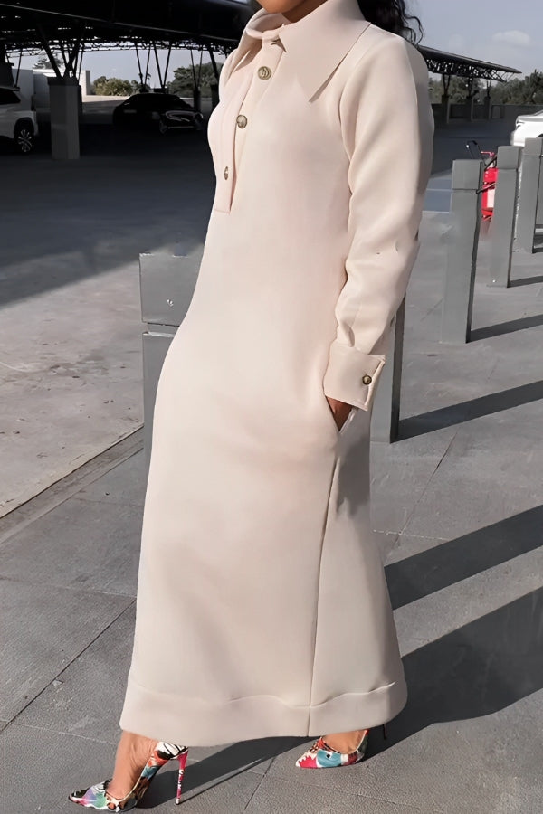 Casual Pockets Solid Color Sweatshirt Dress