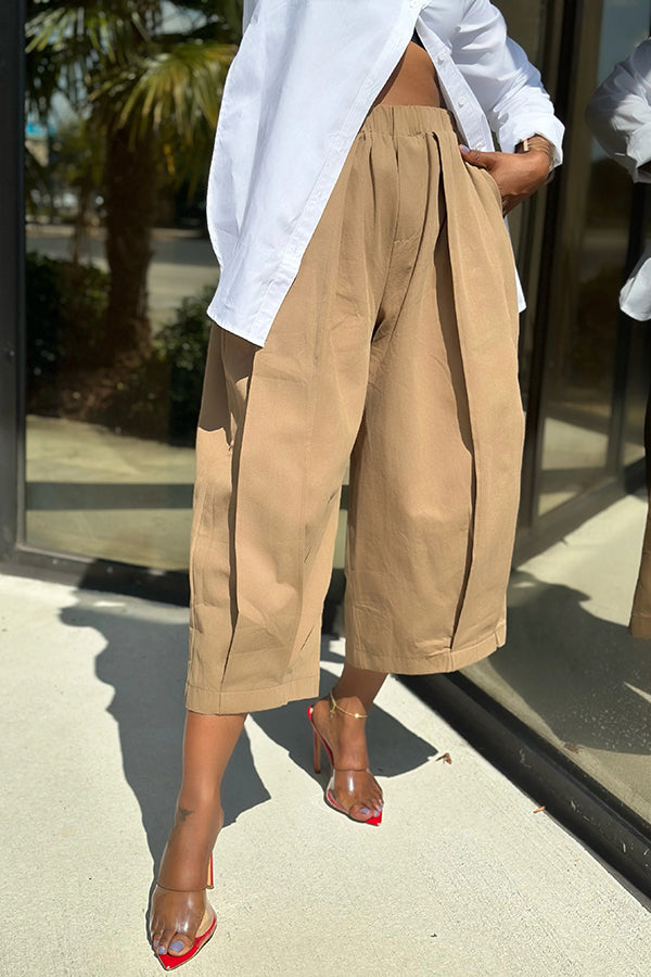 Stylish Elastic waist Capri Pants