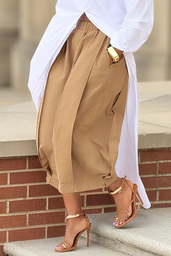 Stylish Elastic waist Capri Pants