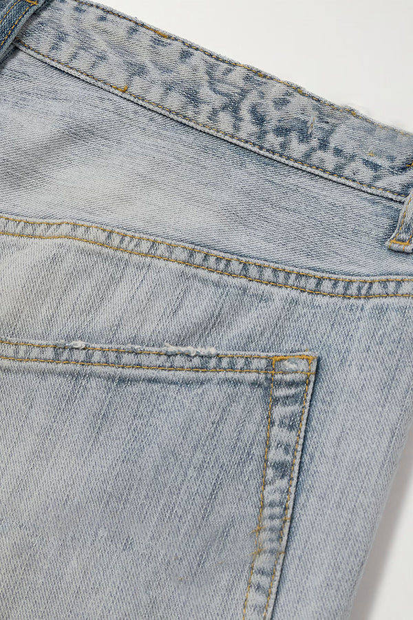 Stylish Tie Waist Two Tone Faded Jeans