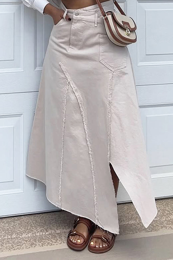 Stylish Irregular Cut Pocket Design Skirt*