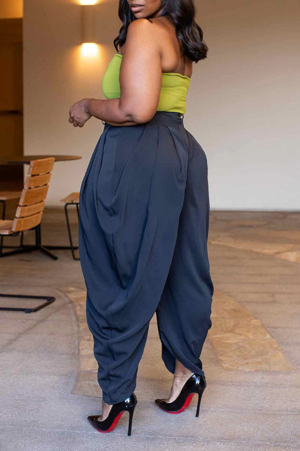 Cozy Pleated High Waist Turnip Pants