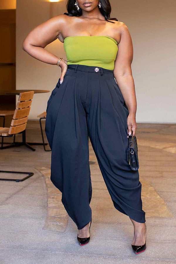 Cozy Pleated High Waist Turnip Pants