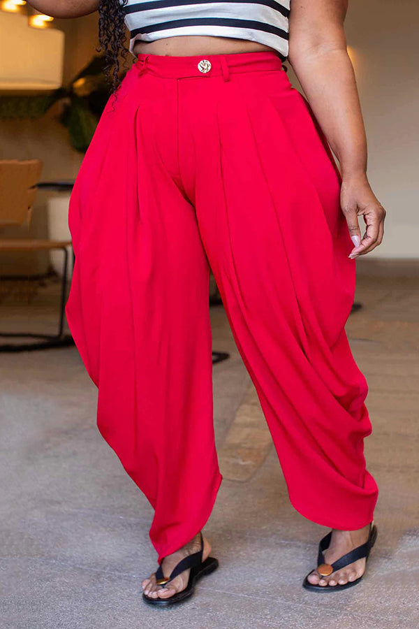 Cozy Pleated High Waist Turnip Pants