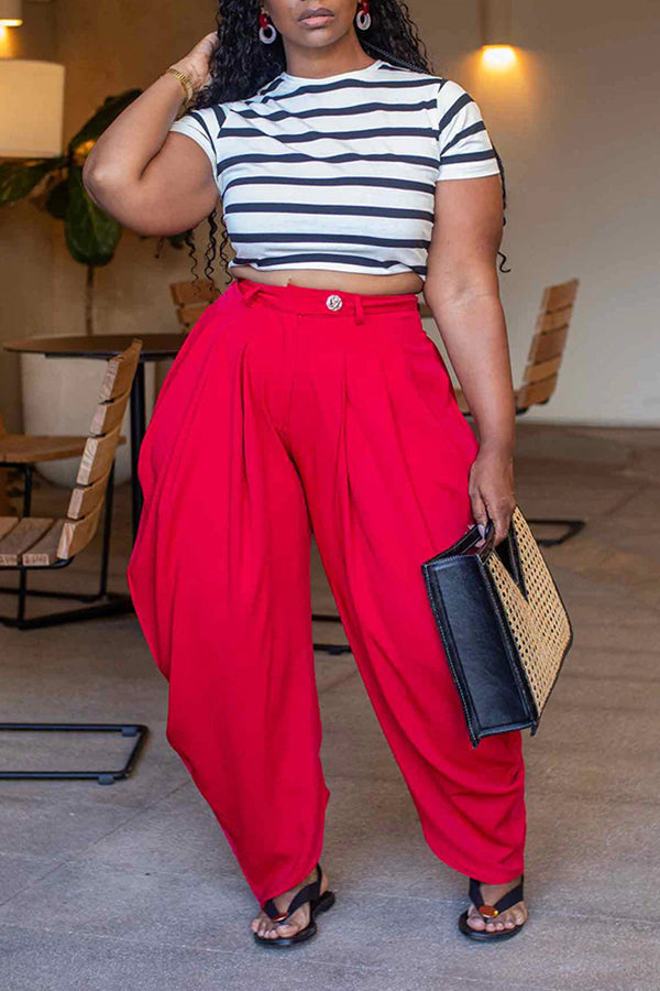 Cozy Pleated High Waist Turnip Pants