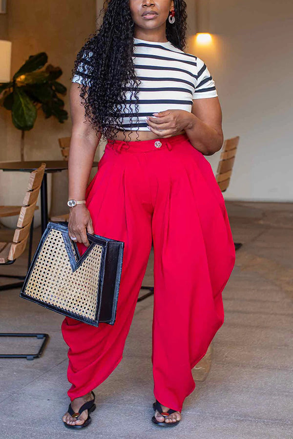 Cozy Pleated High Waist Turnip Pants