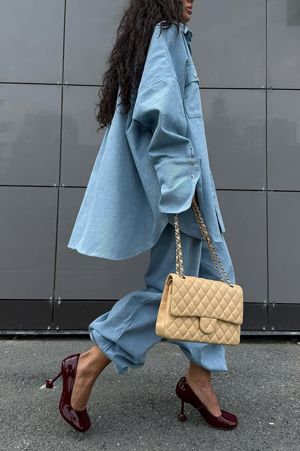 Stylish Double Pocket Denim Jacket & Jeans Set