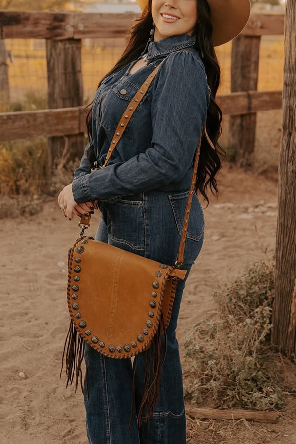 Western Beaded Denim Top & Wide Leg Jeans Set