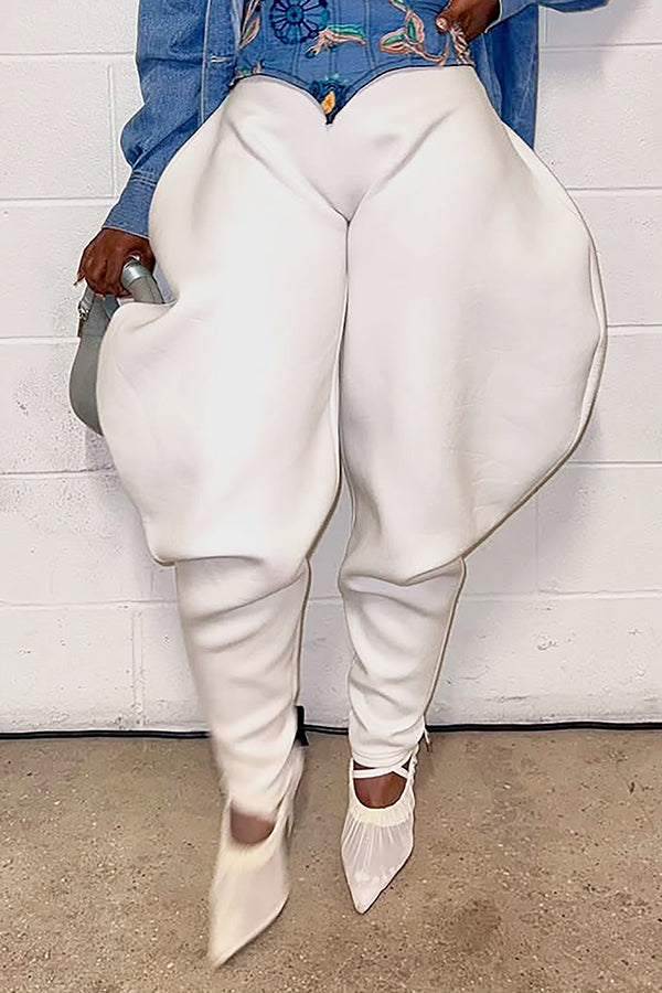 Unique Solid High Waist Carrot Pants