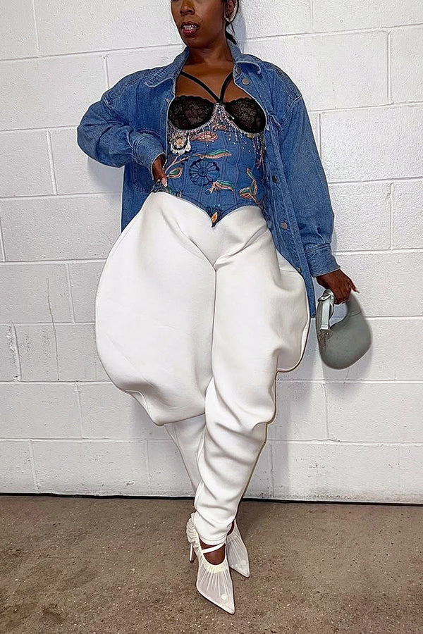 Unique Solid High Waist Carrot Pants