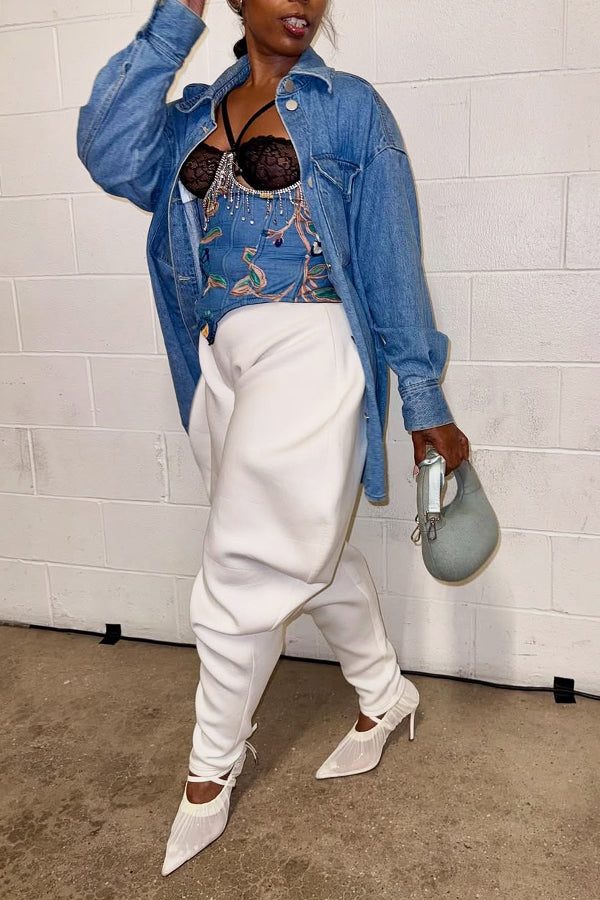 Unique Solid High Waist Carrot Pants