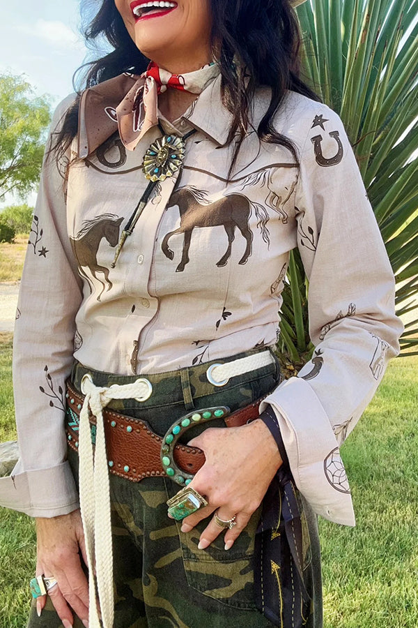 Western Style Animal Print Button Up Shirt
