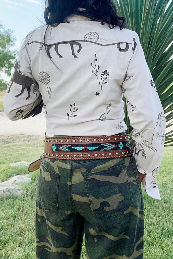 Western Style Animal Print Button Up Shirt