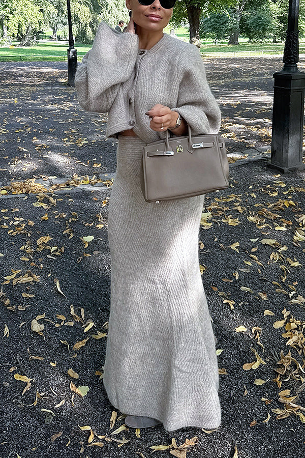 Stylish Woolen Coat & Long Ruffled Skirt Set