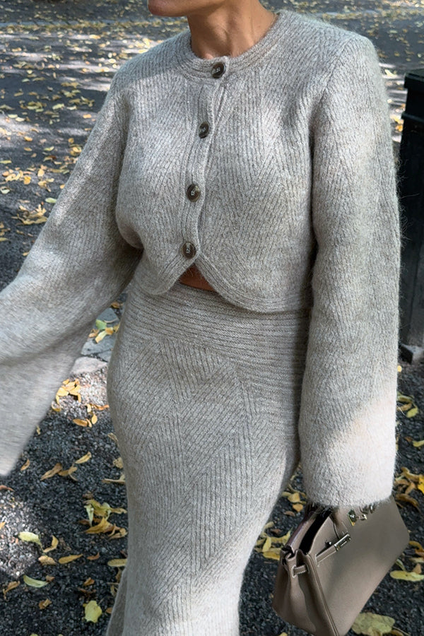 Stylish Woolen Coat & Long Ruffled Skirt Set