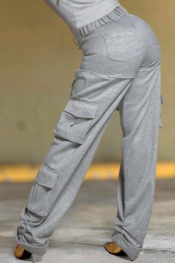Cozy Faux Denim Multi Pocket High Waist Pants