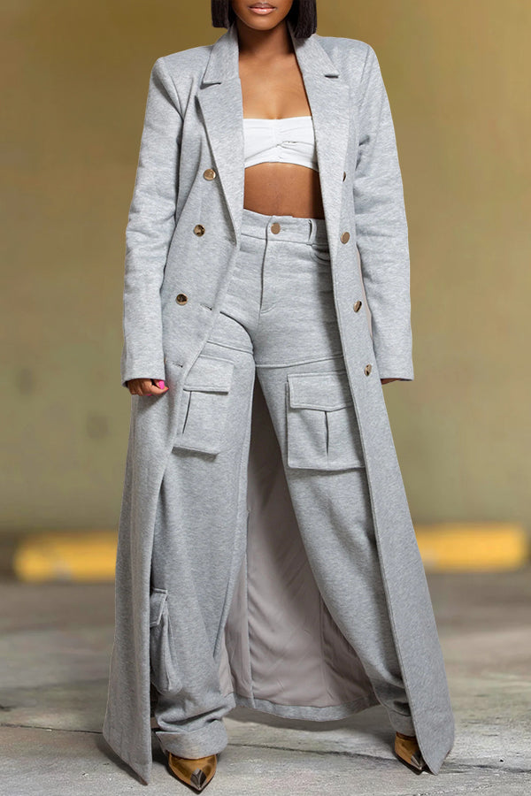 Cozy Faux Denim Multi Pocket High Waist Pants