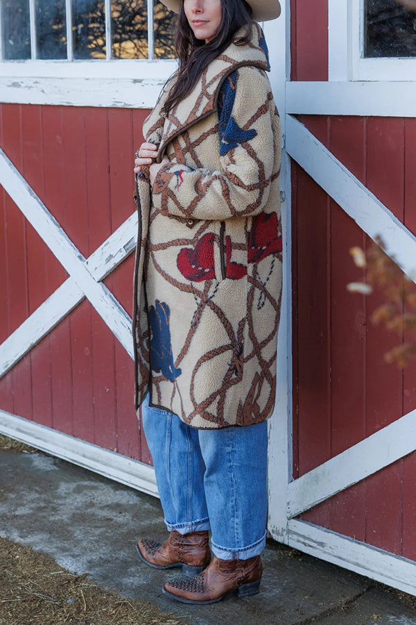 Western Style Animal Print Lapel Coat