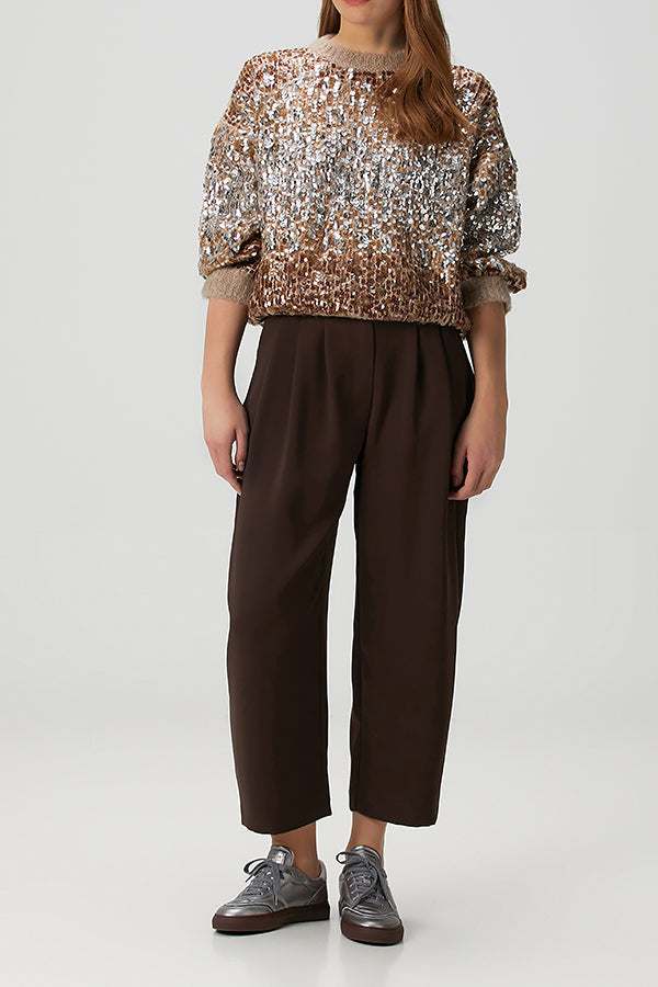 Stylish Sequin Ribbed Knit Sweater