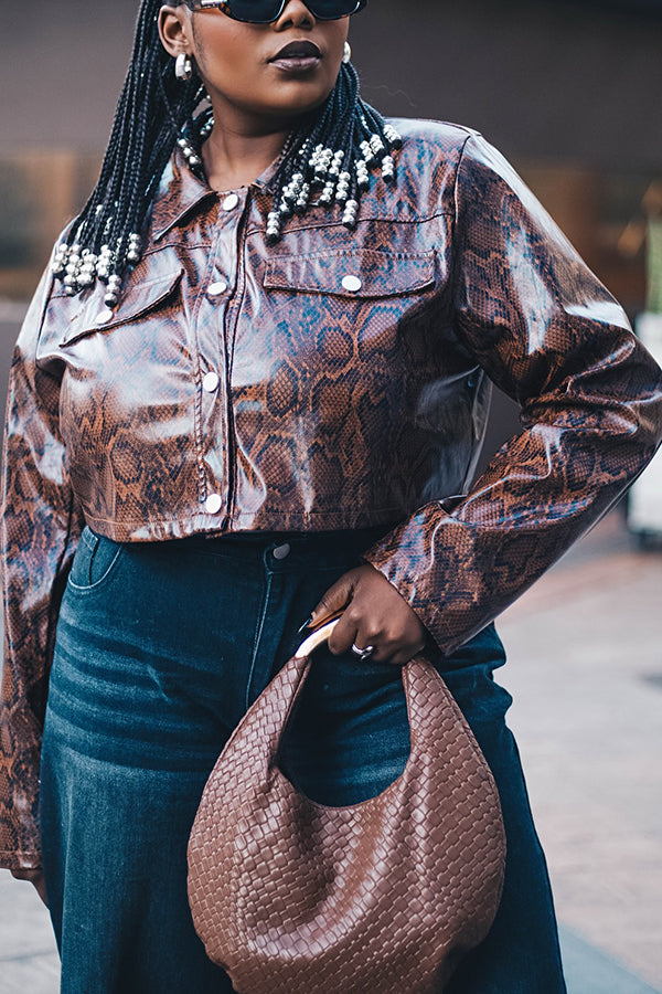 Wild Single Breasted Snake Print Short Jacket