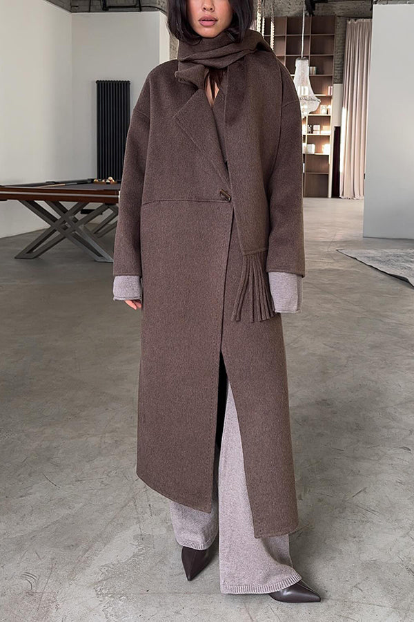 Classic Lapel Neck Includes Scarf Long Coat