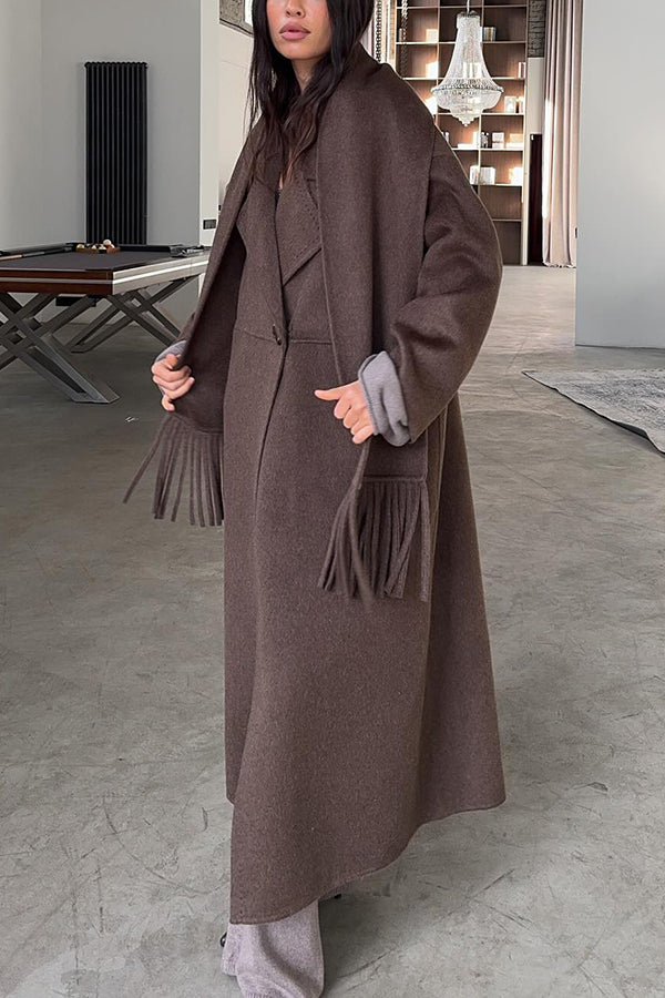 Classic Lapel Neck Includes Scarf Long Coat