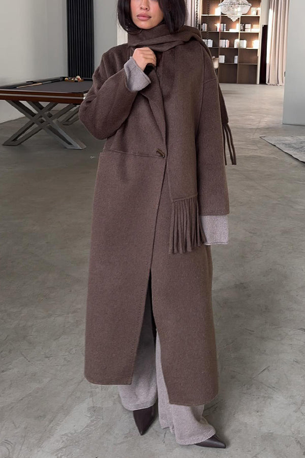Classic Lapel Neck Includes Scarf Long Coat