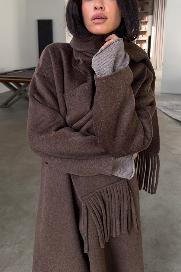 Classic Lapel Neck Includes Scarf Long Coat